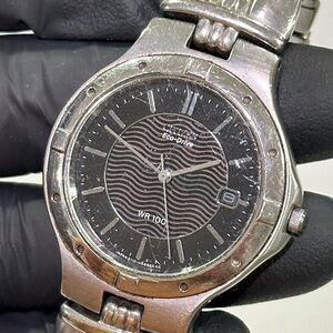 Citizen Eco-Drive A119-H08622 Black Dial Date Silver Stainless Steel 37mm Watch